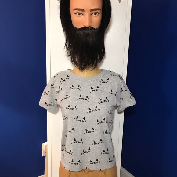 Electric Pink Tops - Cat Print Tee “Meow” 😸